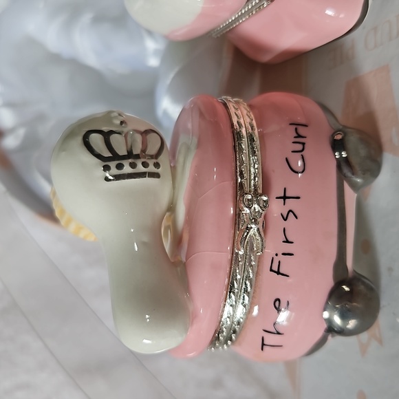 MUD PIE Baby Girl 1st Curl & 1st Tooth Trinket Keepsake Box Set - Picture 4 of 7